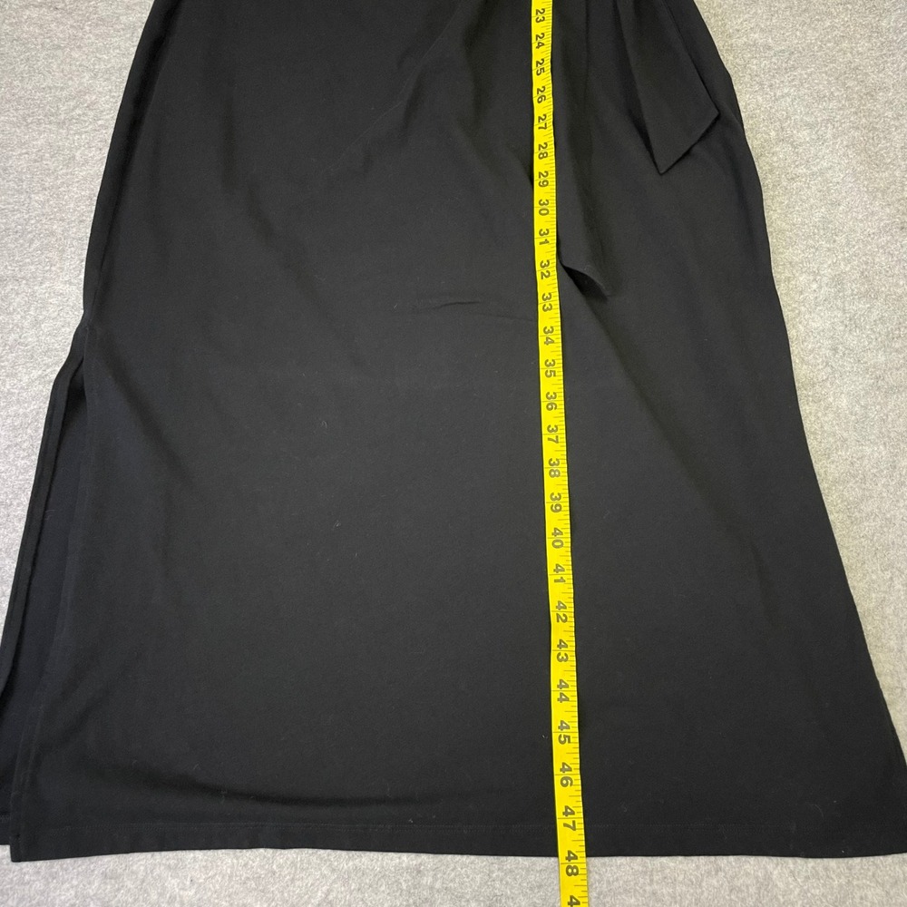 NEW On 34th Core Tie Dress L Deep Black Short Sleeve Midi Side Slit Jersey - Picture 12 of 12